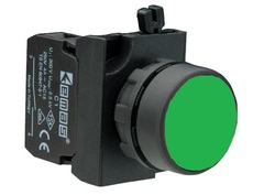 Кнопка нажимная круглая зеленая CP102DY (1НО+1НЗ)